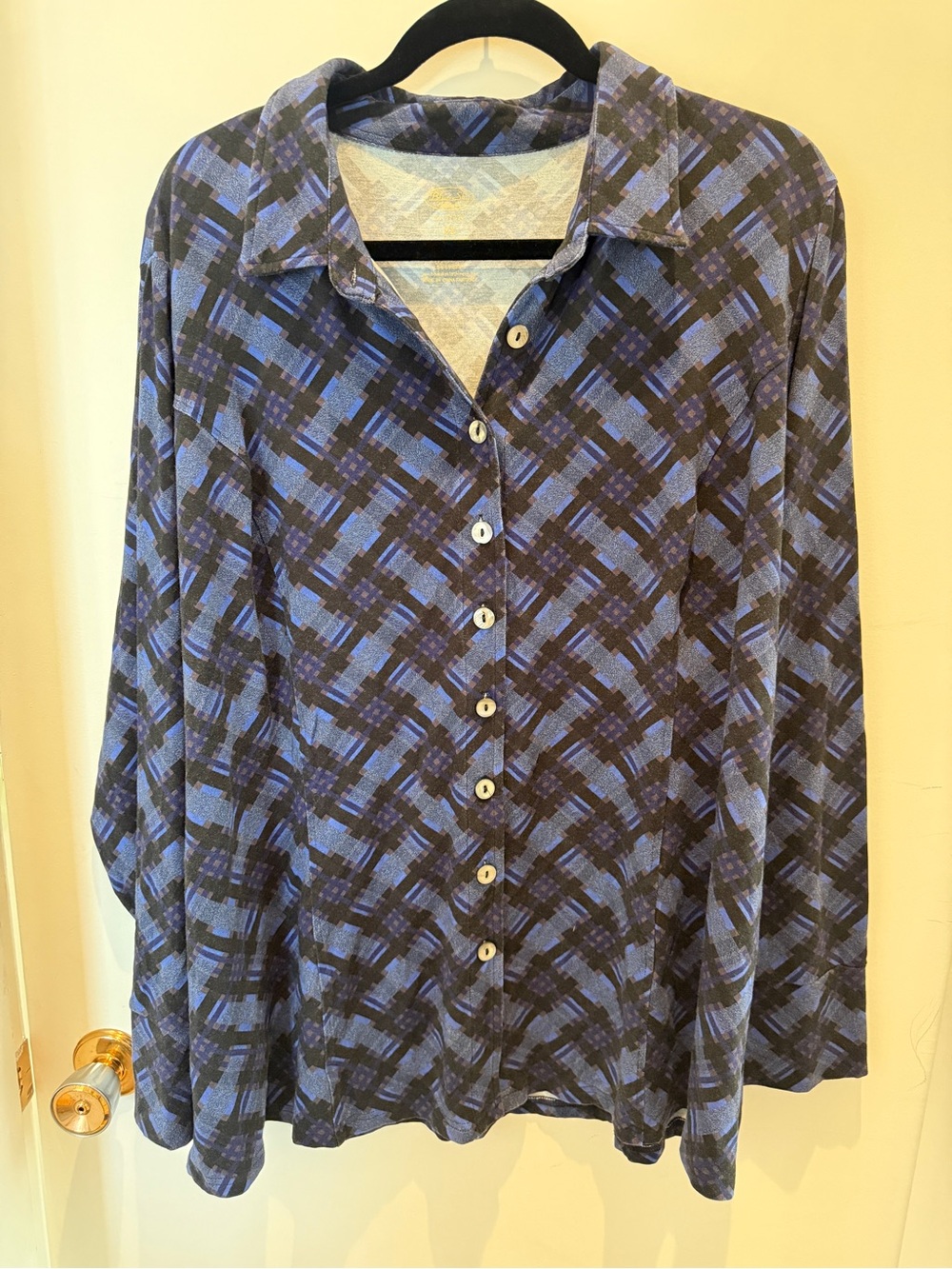 Blue Sky Clothing Co Bamboo Cotton Geometric Print Tunic Shirt 2X